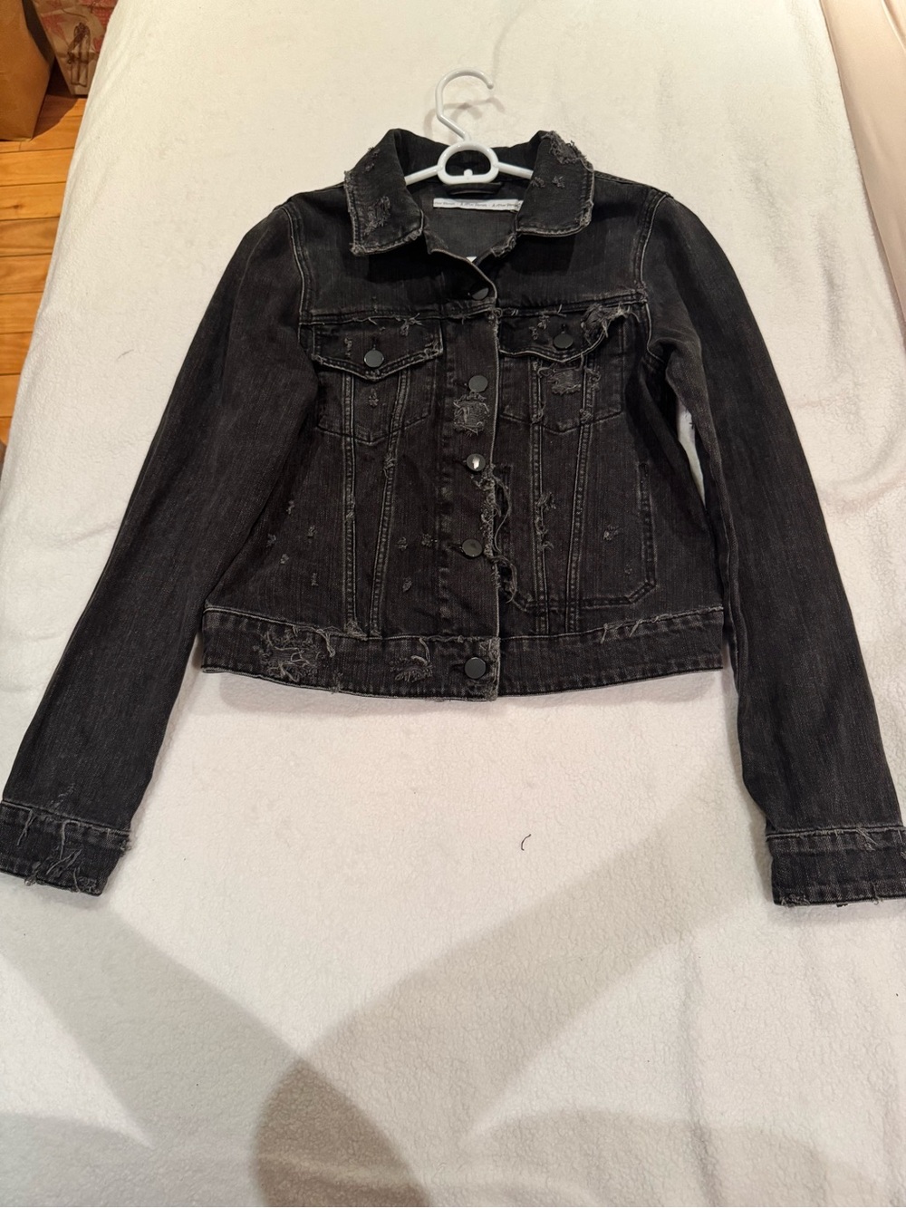 & Other Stories Black Distressed Denim Jacket